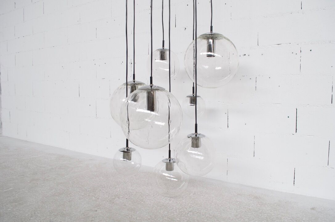 Chromium waterfall chandelier chromed by Raak holland 70