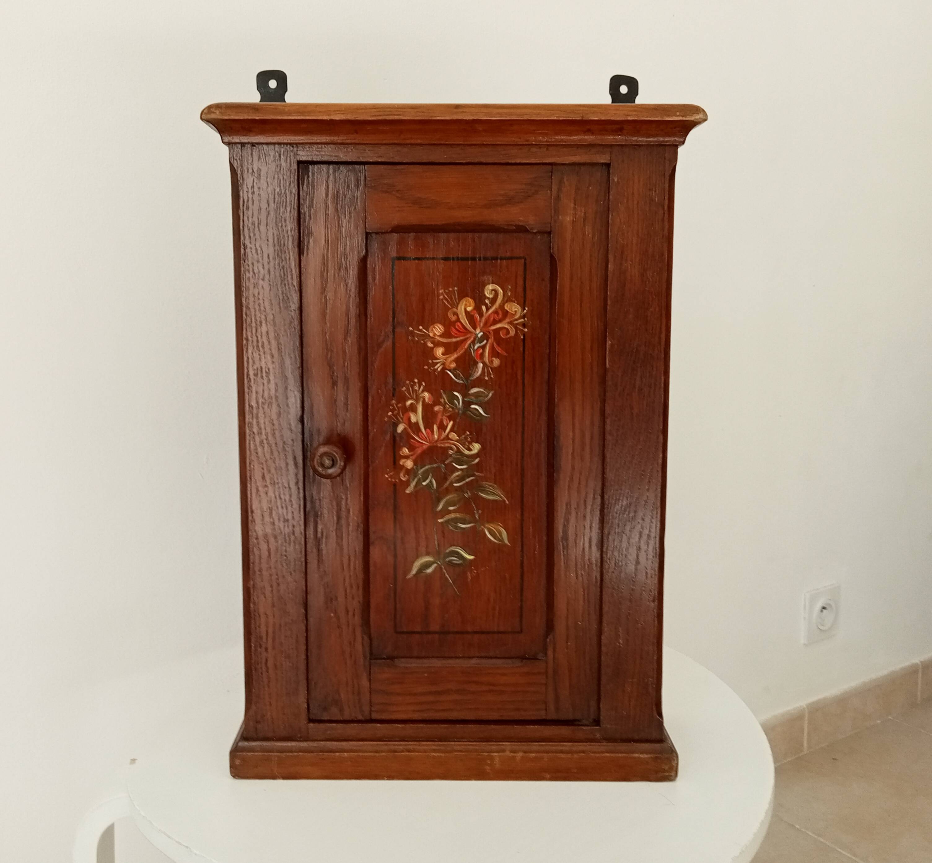 Old bathroom cabinet in solid oak, mid-20th century
