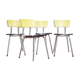 Série de 4 chaises en formica  bicolore jaune et blanc chiné