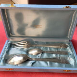 Baptism box, 3 pieces in silver metal
