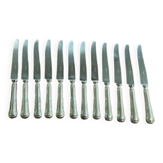 Lot de 12 couteaux en métal argenté et inox de la marque Orbrille