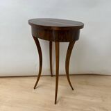 Oval Biedermeier Side Table with Drawer in Walnut Veneer, South Germany, 1820