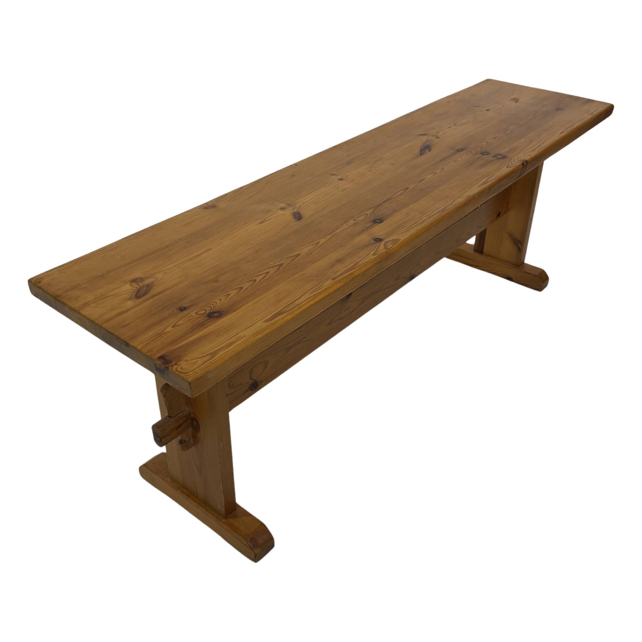 Vintage Scandinavian modern pinewood bench from the 1960's