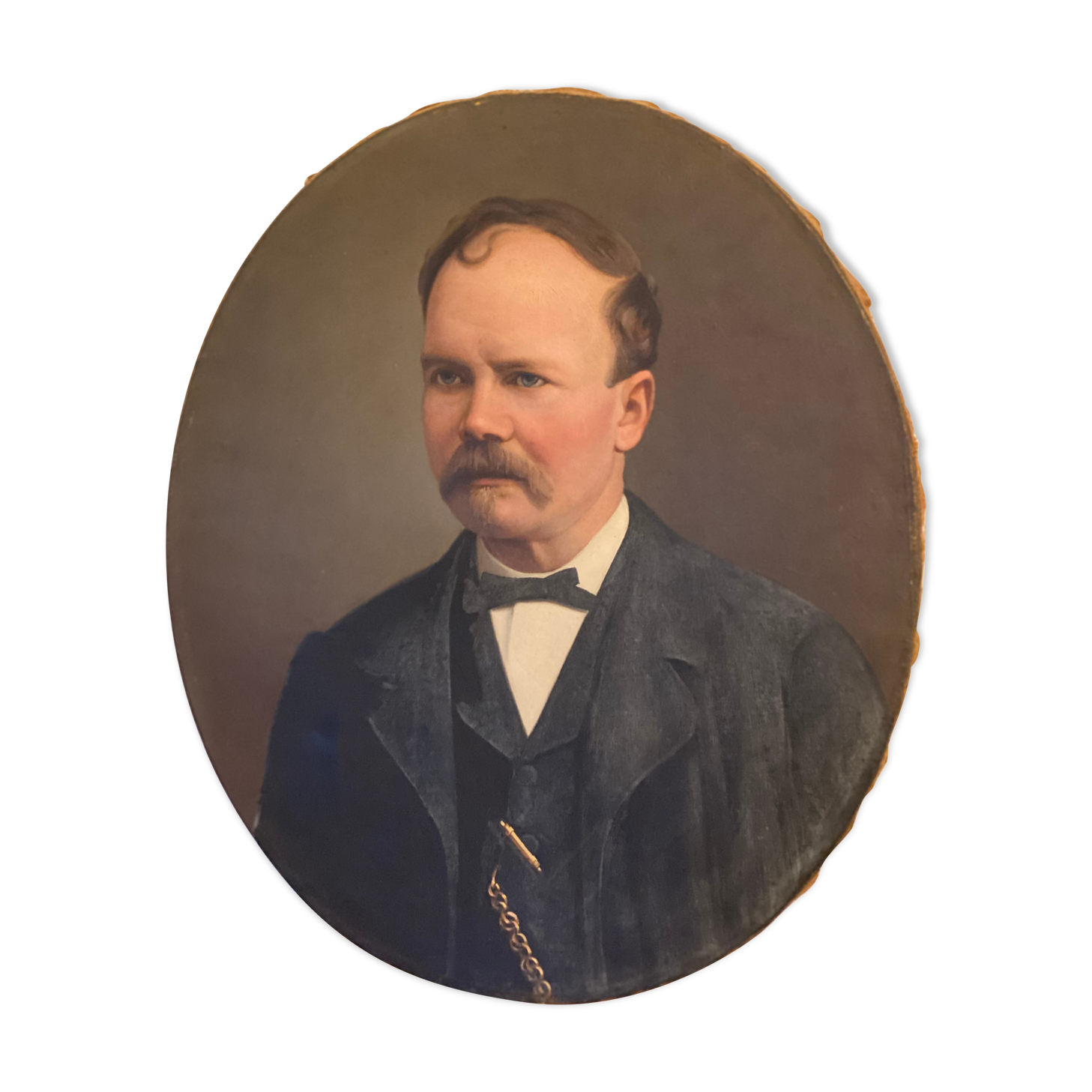 Portrait in old oil on wooden frames