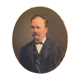 Portrait in old oil on wooden frames