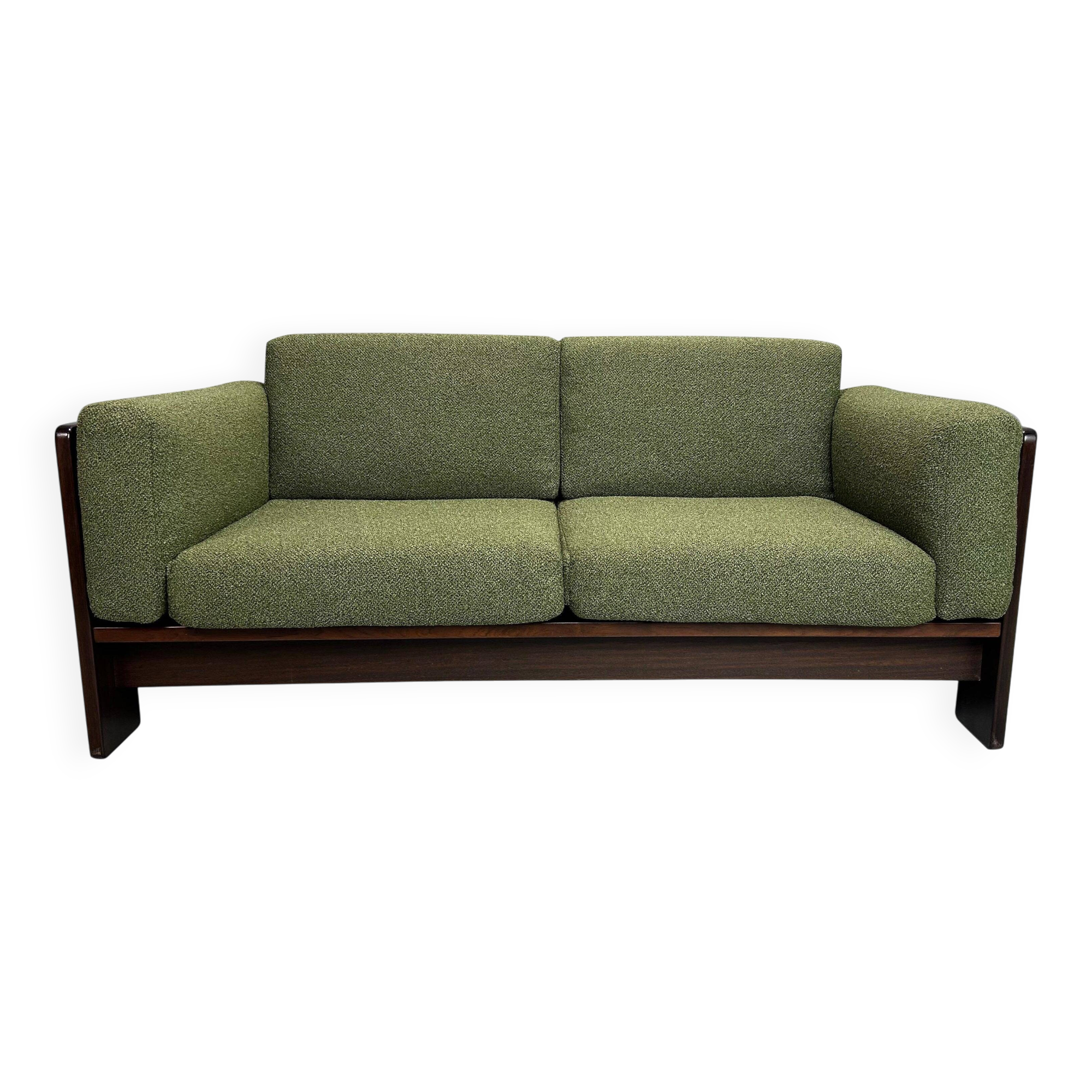 Tobia Scarpa new Green Boucle "Bastiano" 2-Seater Sofa for Knoll, 1960s