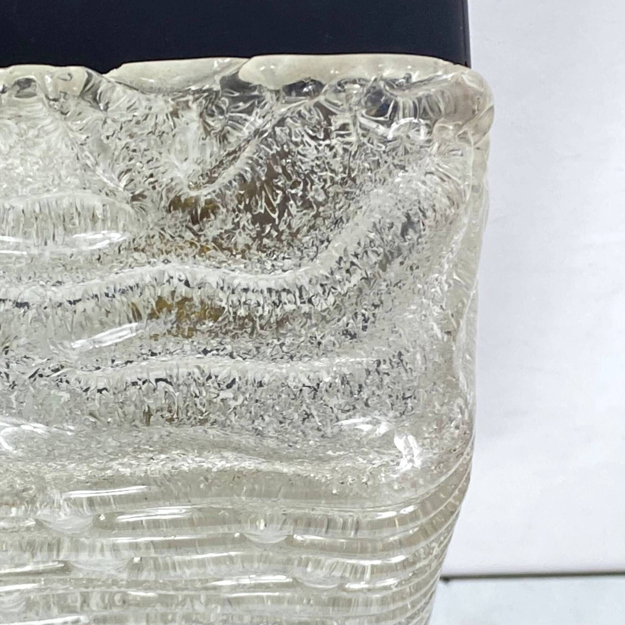 Very large ceiling light in thick textured glass 1960 Kalmar old light fixture LAMP-7044