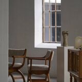 Henning Kjærnulf, Oak and lambswool armchair, "Kurul" model, Mid-century, 1960s