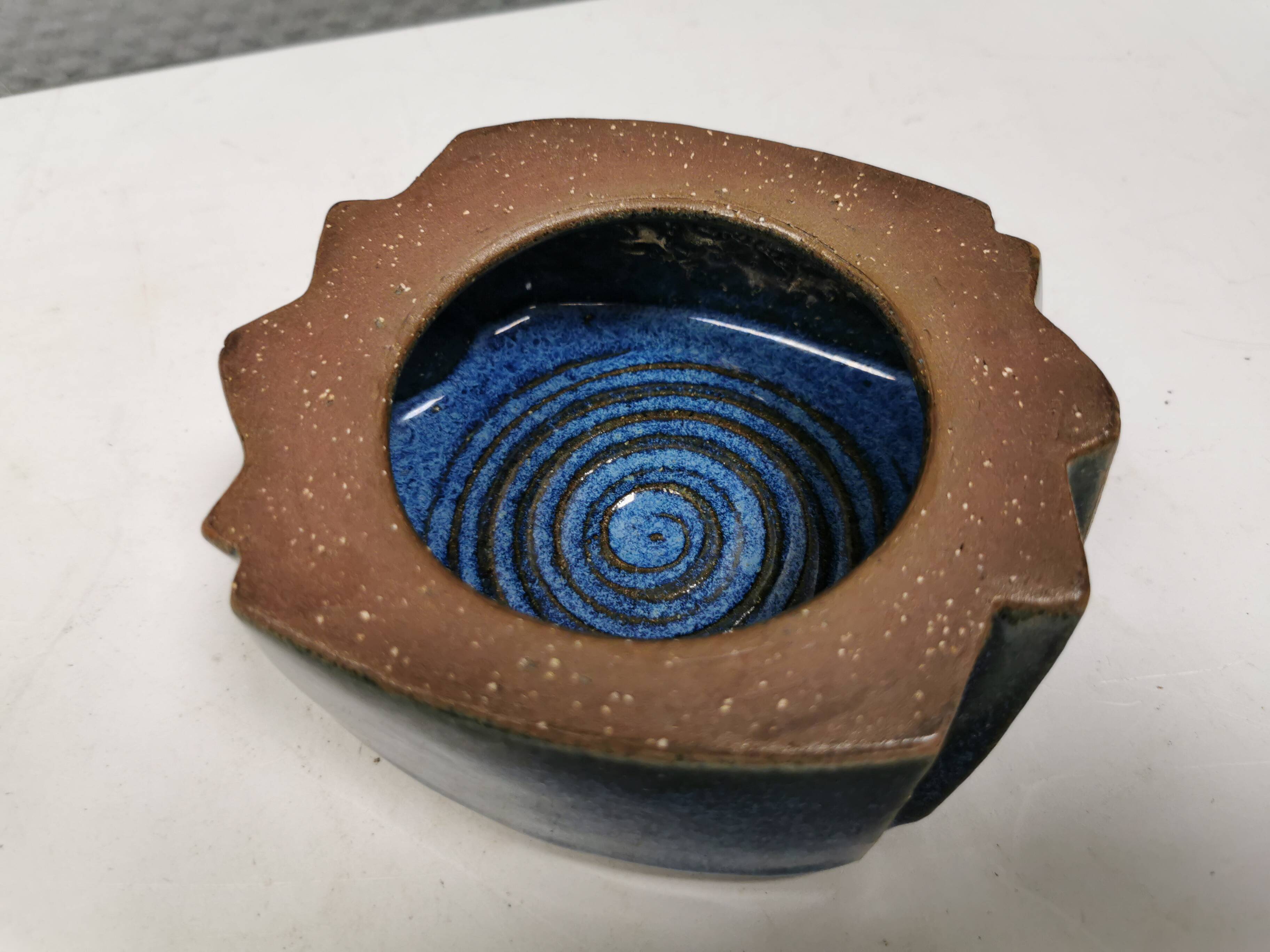 Ceramic bowl in bluish glaze. By Marianne Starck (MS) Denamrk 1960s
