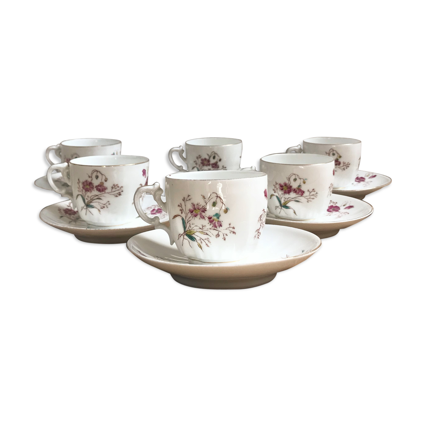 Six old porcelain coffee cups