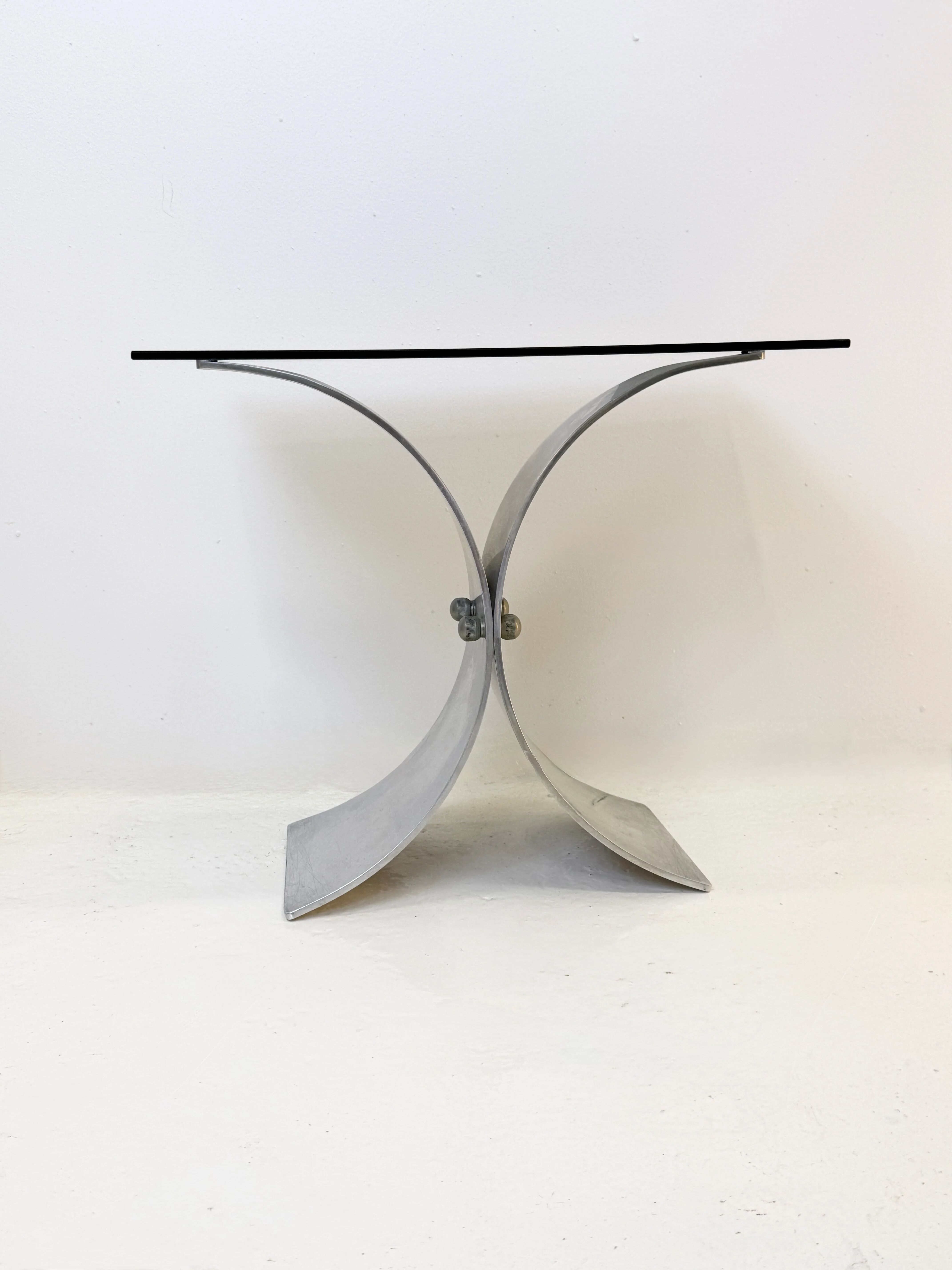 Space age side table in brushed steel, 1970s