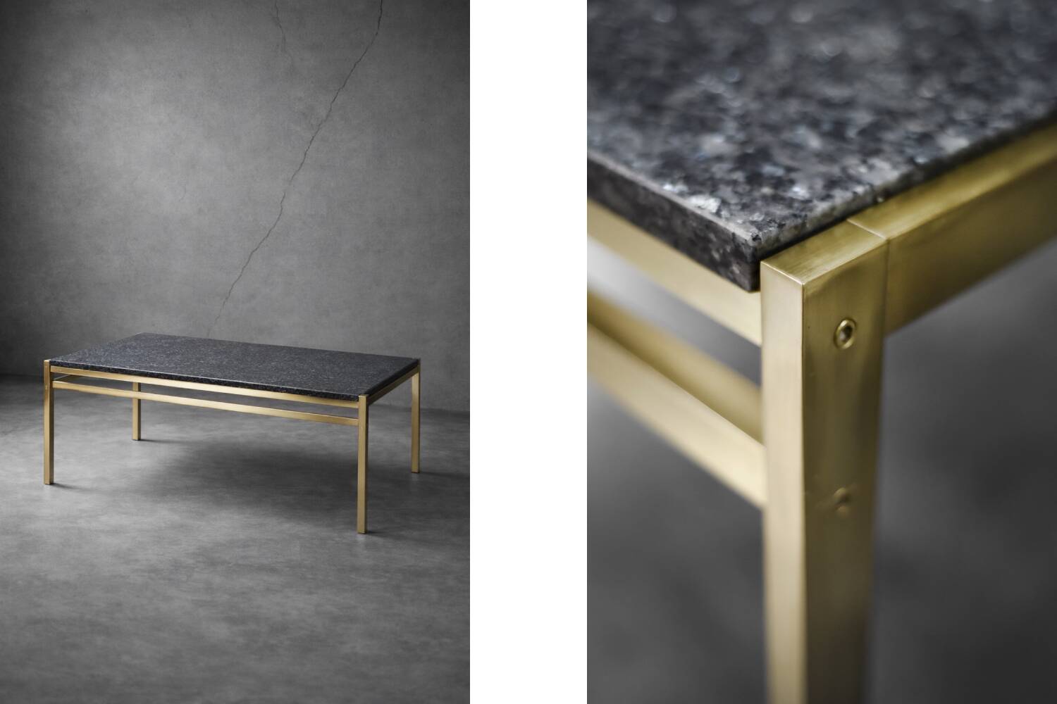 Vintage Mid-Century Italian Modern Brass Coffee Table with Stone Top, 1970s