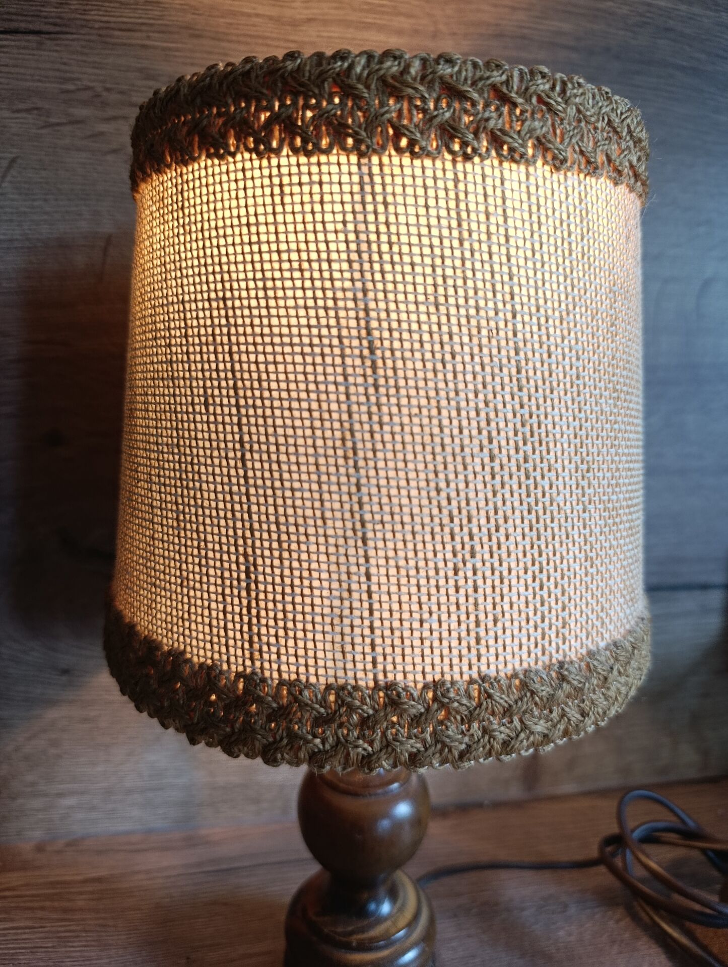 wood and jute table lamp, rustic chic