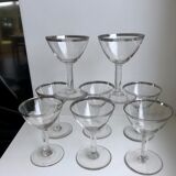 Set of 8 wine glasses with silver edging 50s