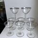 Set of 8 wine glasses with silver edging 50s