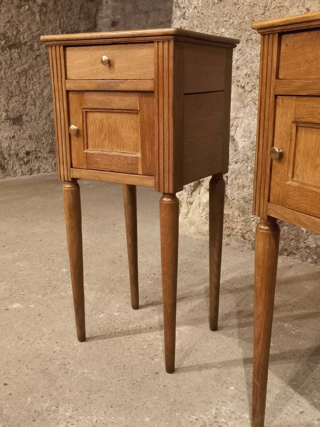 Paire table de chevet chêne massif art deco années 30/40