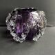 Gros vase boule à base plane en verre soufflé violet et blanc