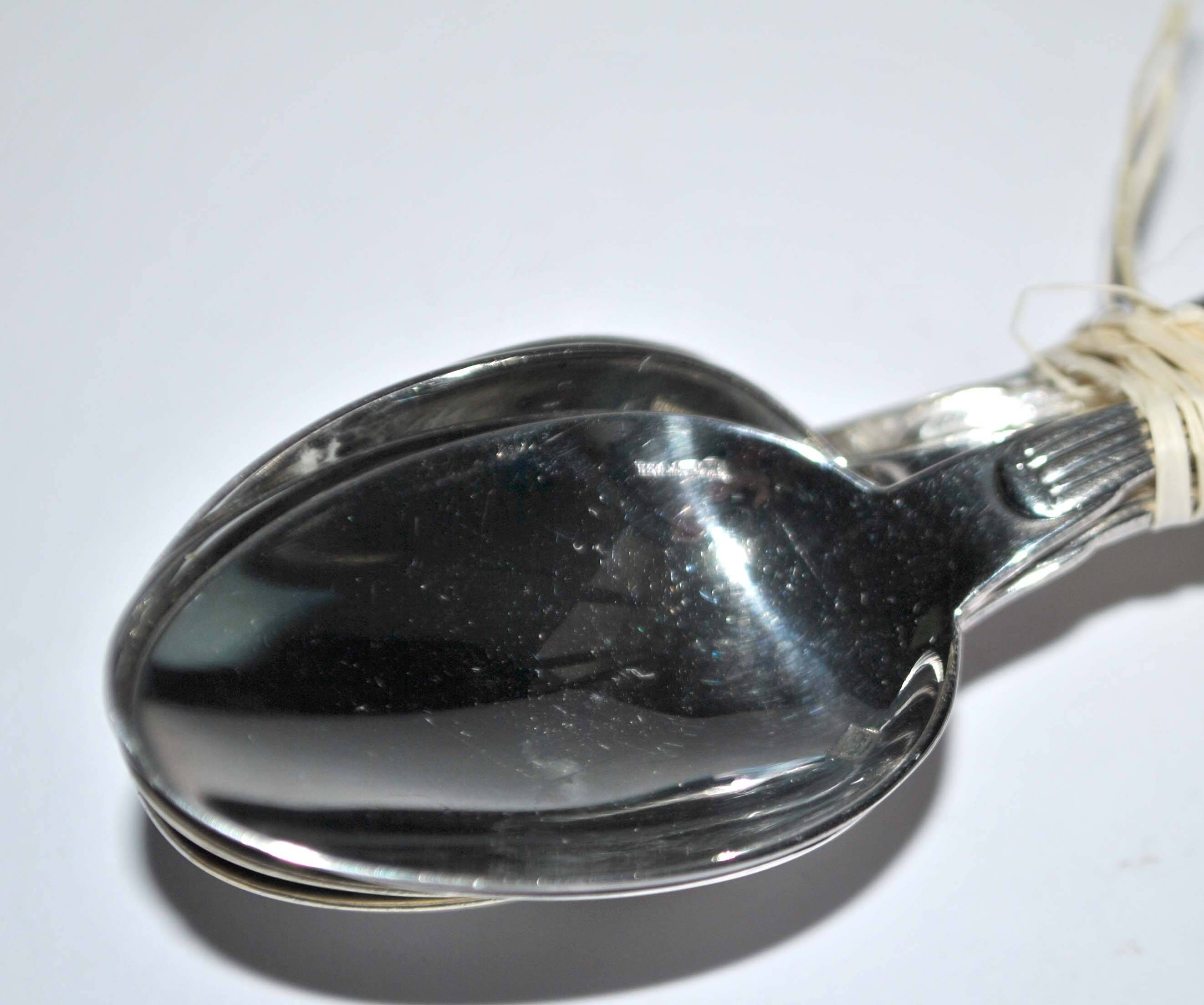 Set of 6 old teaspoons in silver metal - tulip frieze - Goldsmith Boulenger 1900 14cm