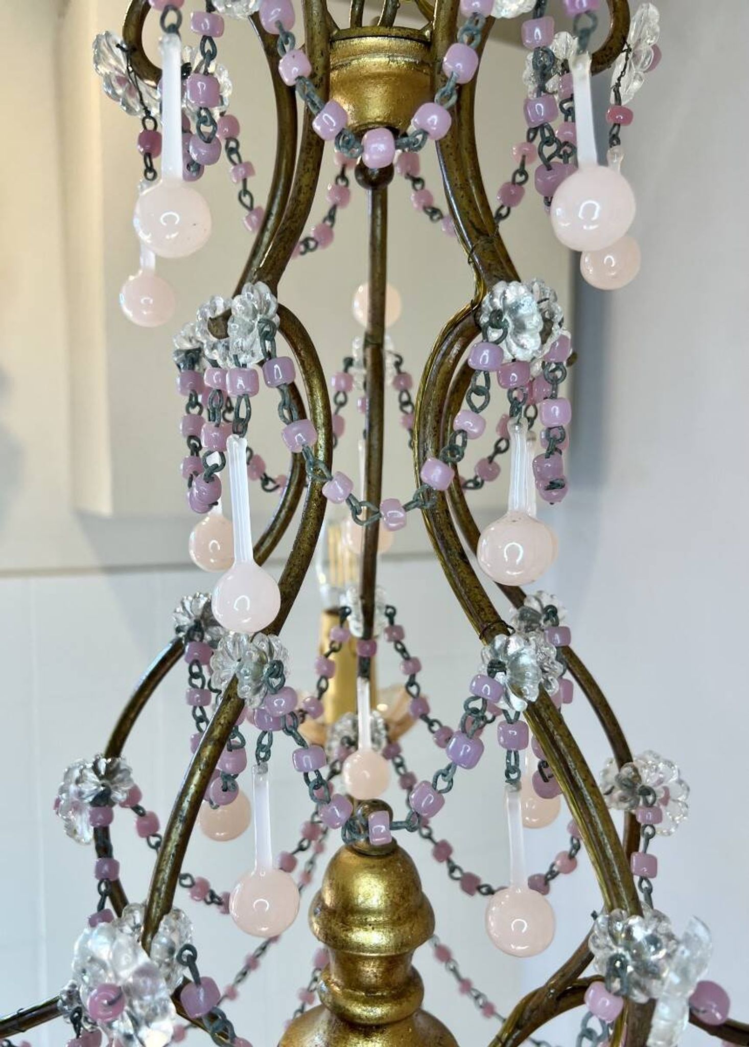 Lustre italien opaline rose