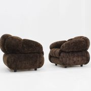 Vintage Italian armchairs brown velvet  1970s , set of 2