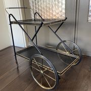 Vintage Italian brass and metal bar cart, 1950s