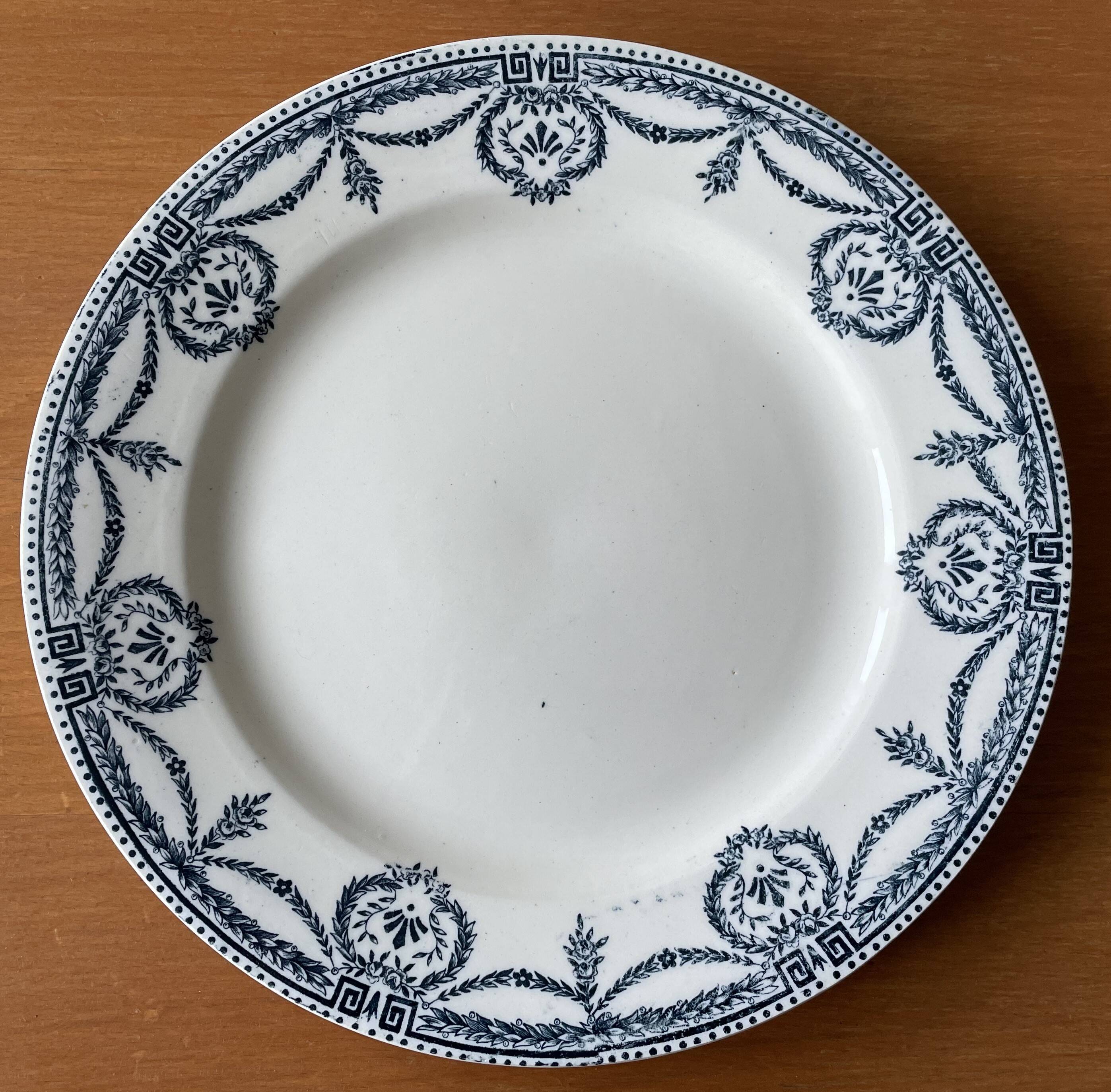 6 antique earthenware dinner plates from Salins-les-Bains (Jura)