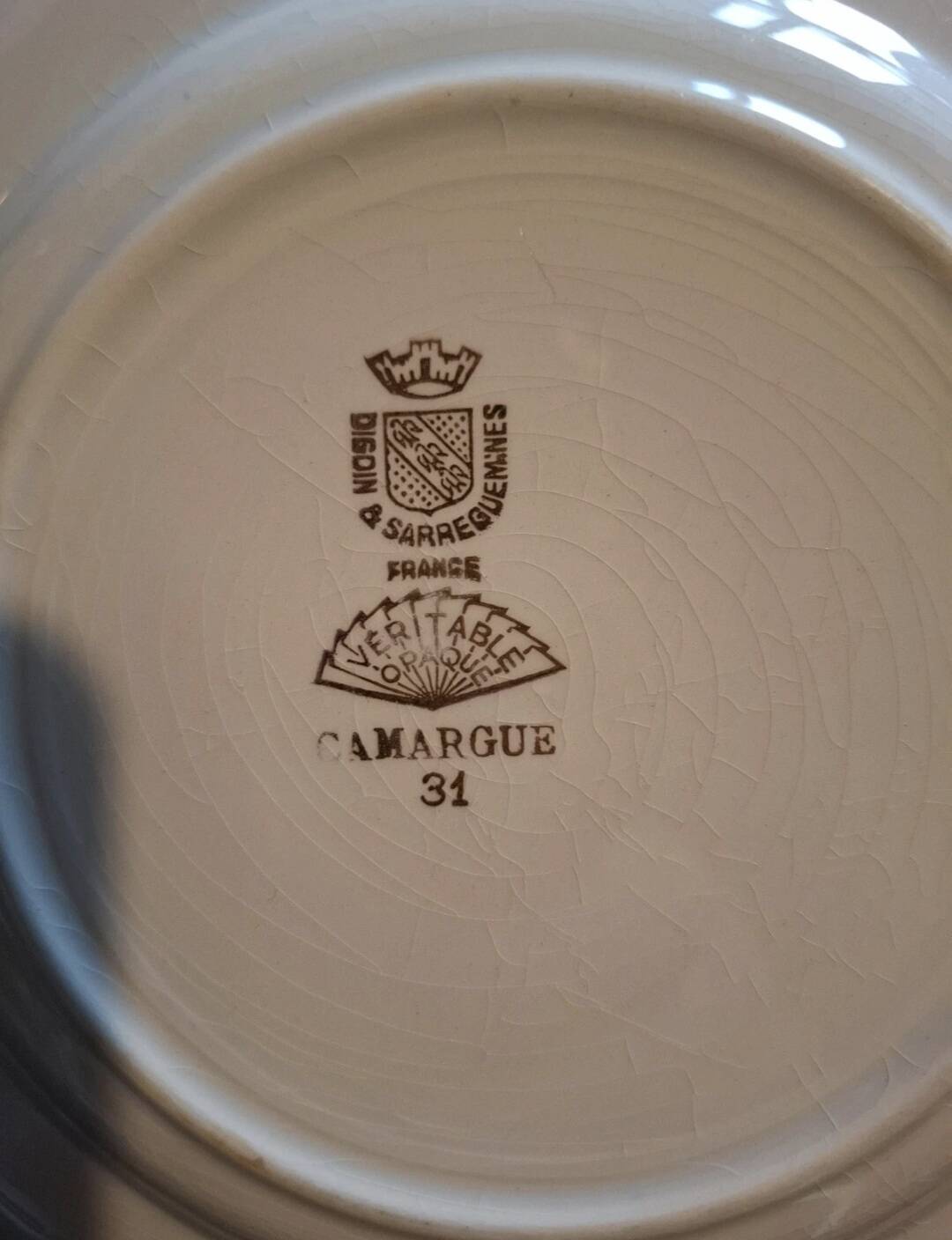 Set of six antique Sarguemines plates