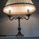 Empire style hot water bottle lamp with fabric lampshade / vintage 50-60s