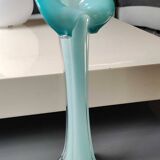 Soliflore vase in floral shape/Arum Flower. In opaline/blown glass. High 34 cm