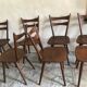 Set of 8 vintage chairs 1960 in beech compass feet