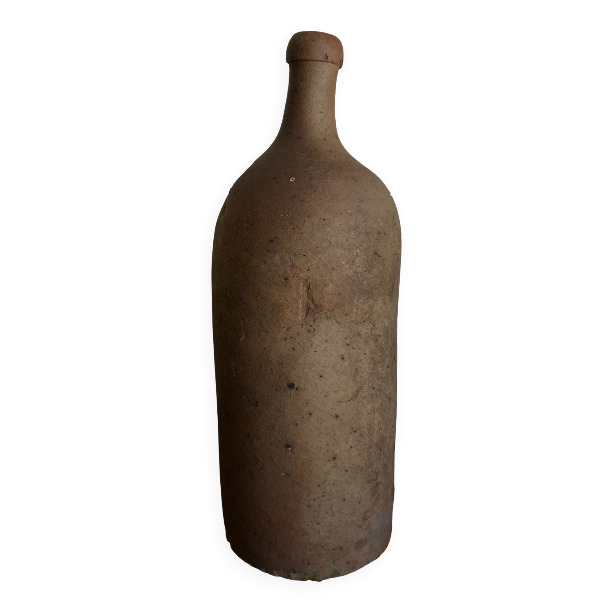 Bouteille penchée de campagne 1950 XL grès brut terre cuite