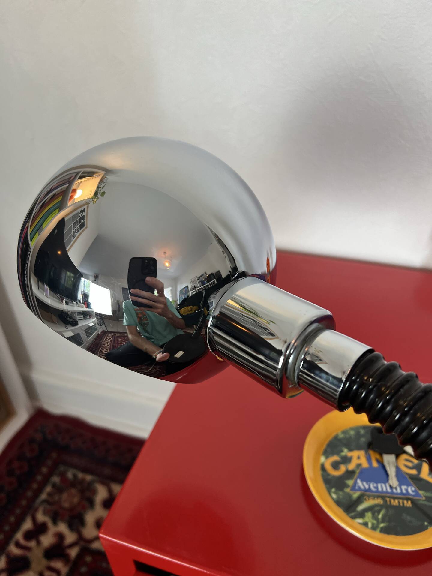 Vintage articulated chrome eyeball desk lamp from the 70s/80s.