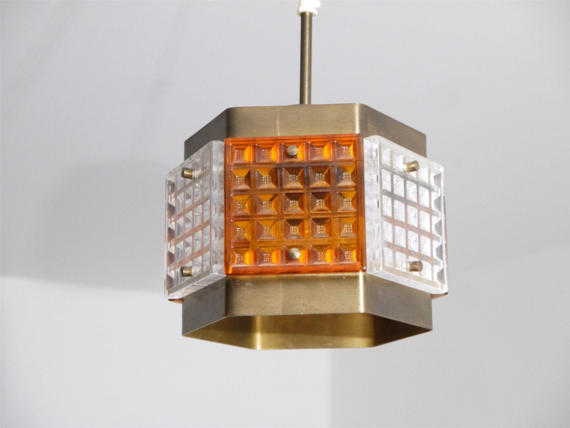 Vintage brass and glass suspension