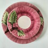 Two vintage leaf barbotine plates