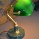 Lampe de banquier socle en marbre vert