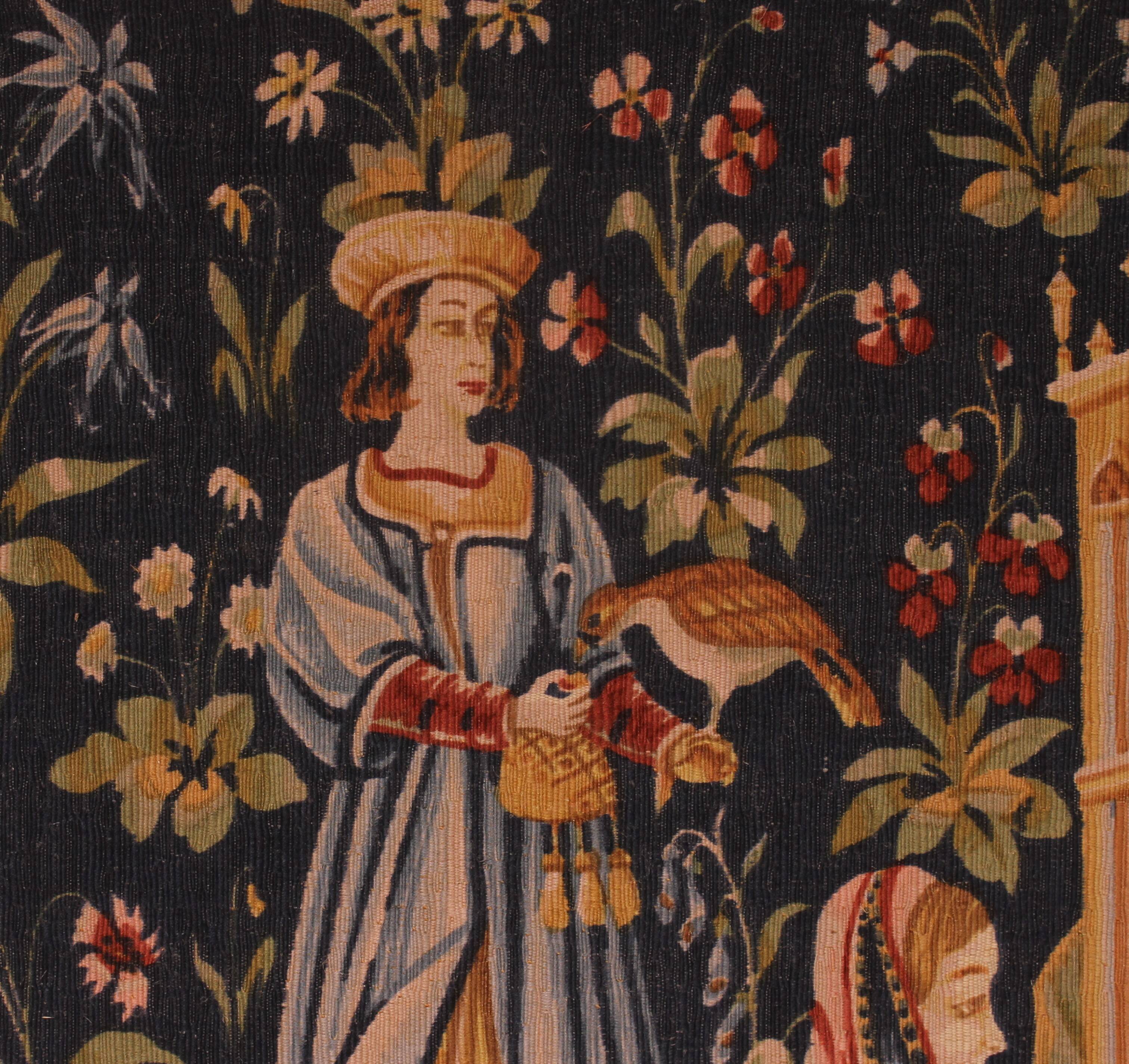 tapestry depicting a mille-feuille and a village festival "Concert"