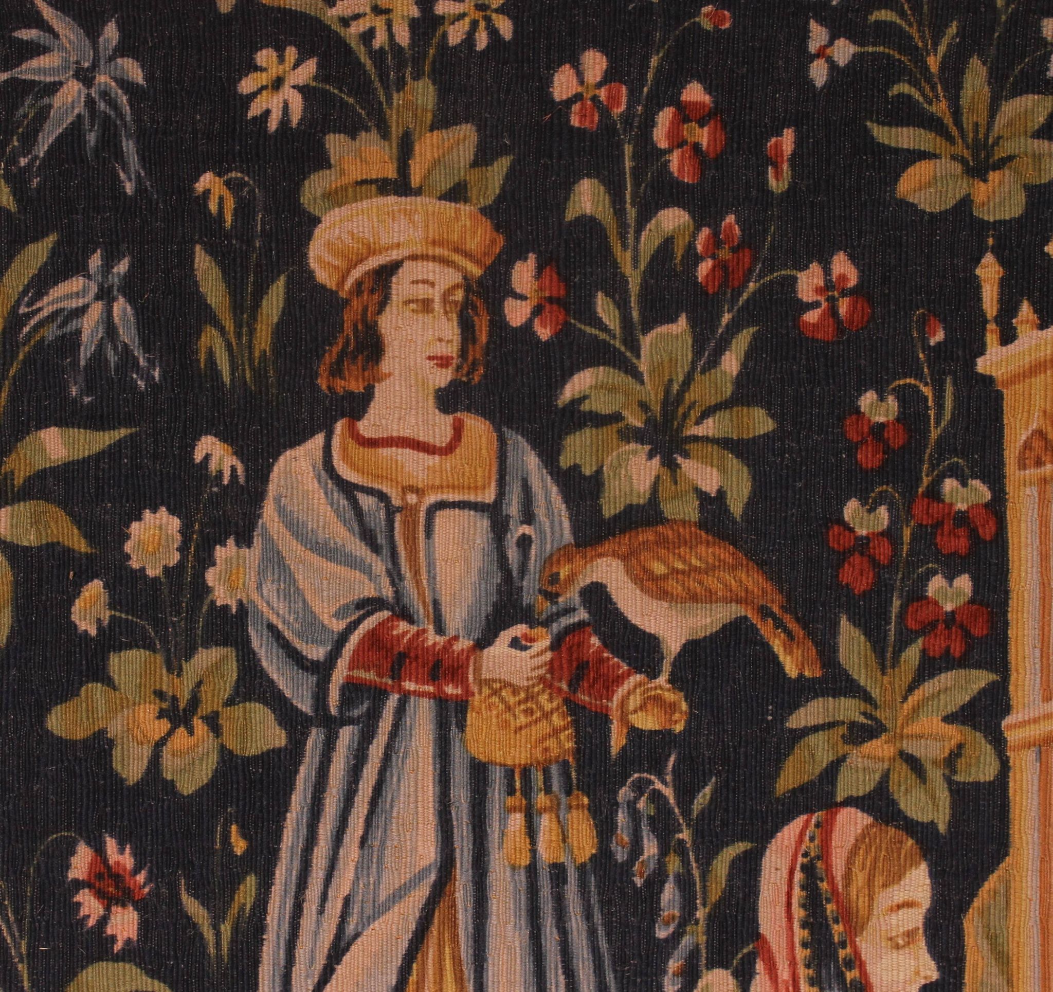 tapestry depicting a mille-feuille and a village festival "Concert"