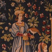 tapestry depicting a mille-feuille and a village festival "Concert"
