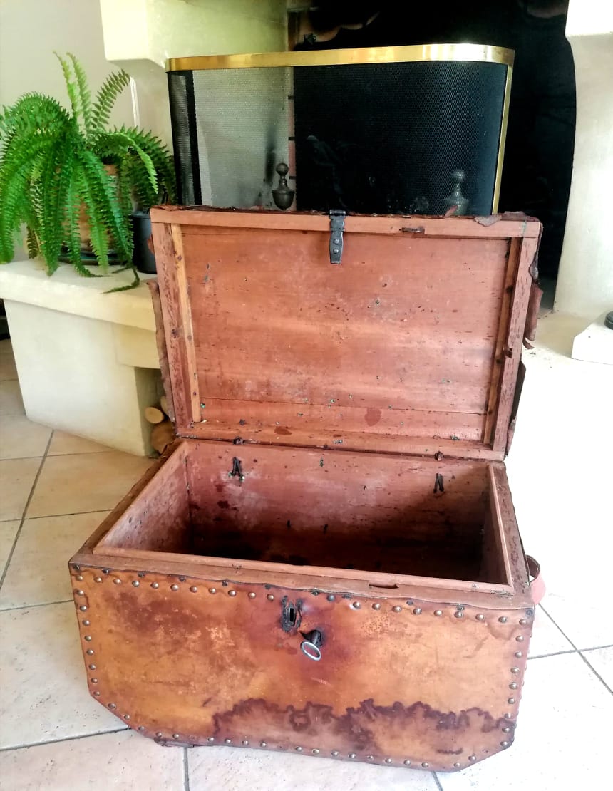 19th century leather chest