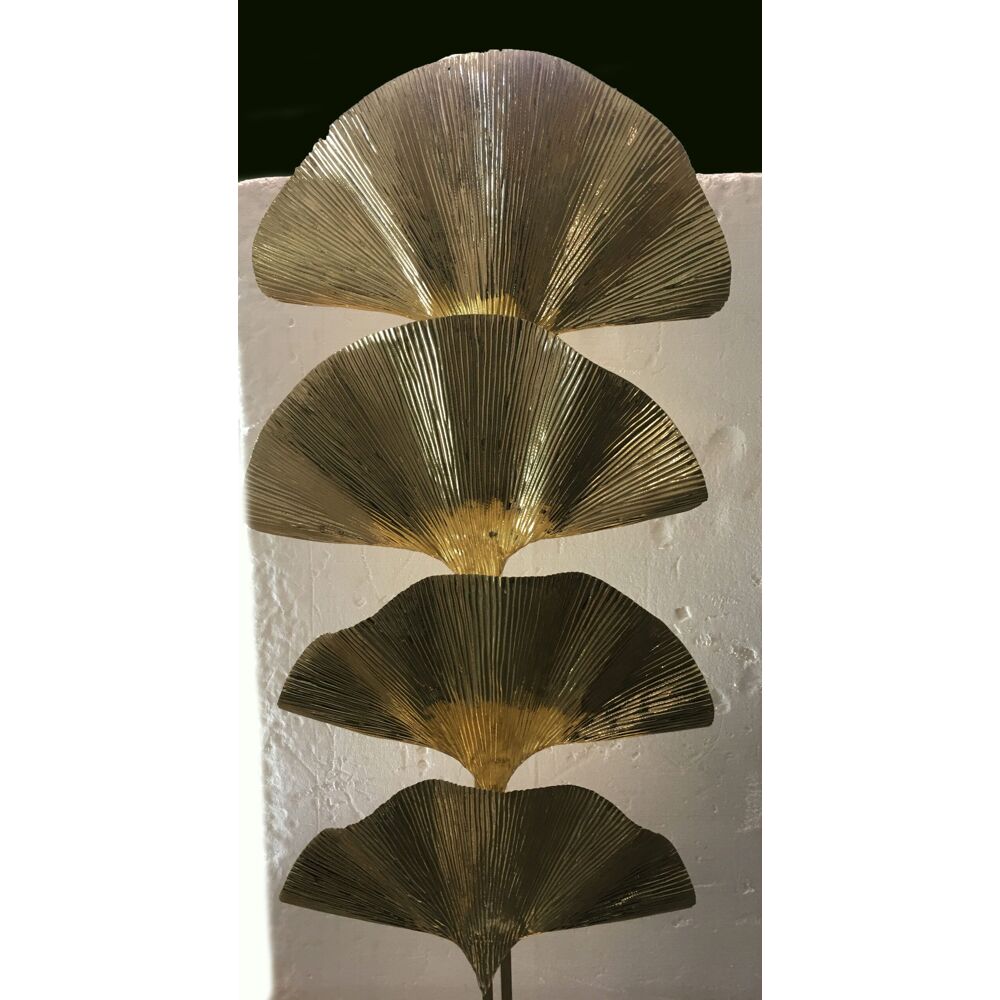 Ginko biloba floor lamp in brass leaves