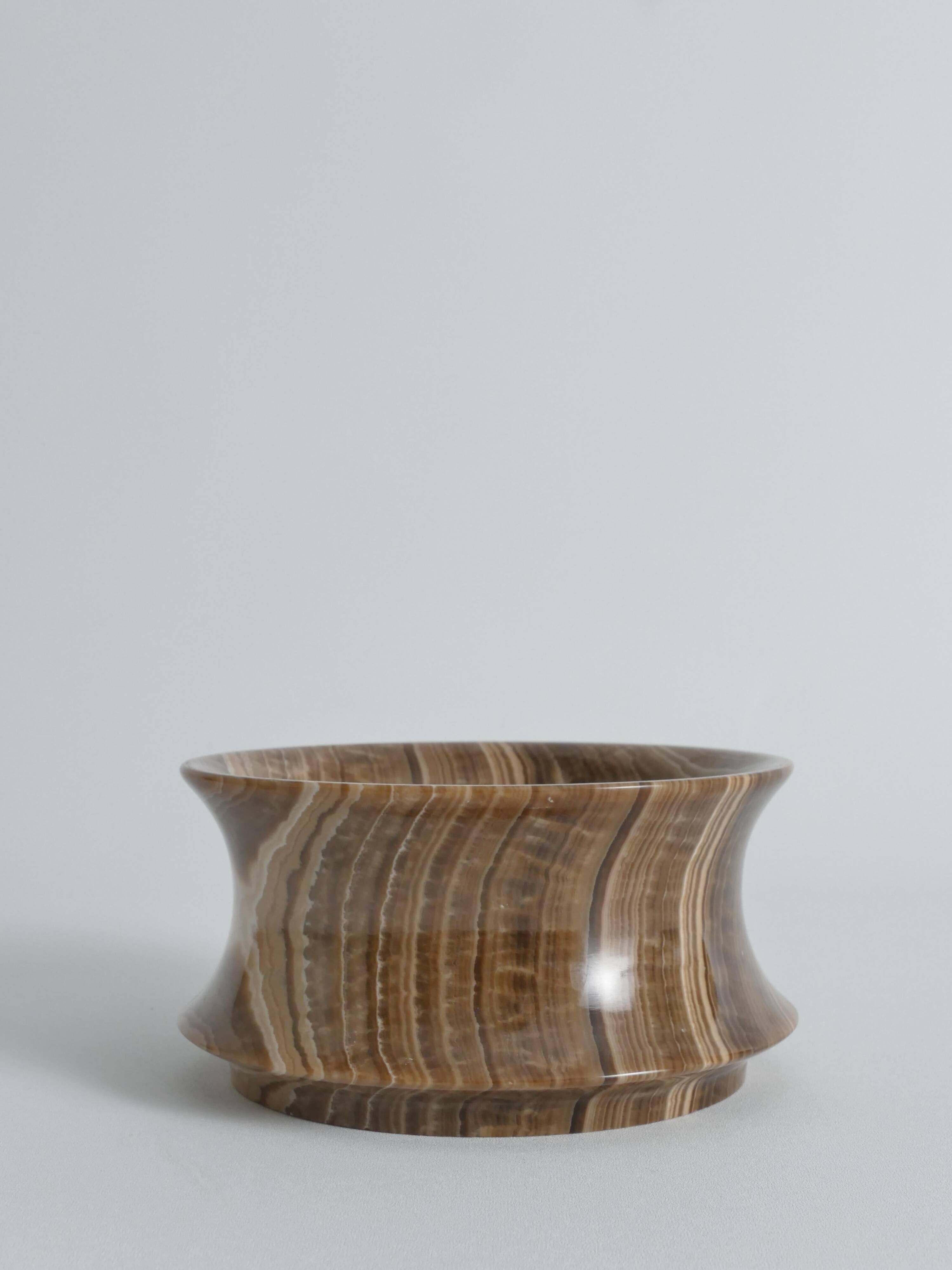 Hand Turned Brown Onyx Bowl, Greece, 1970s