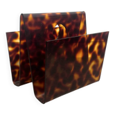 Plexiglass magazine rack by Michel Dumas in tortoiseshell design.