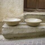 Pair of travertine bathroom basins
