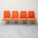 Set of 4 vintage golden metal and orange fabric chairs, 1970s modernist