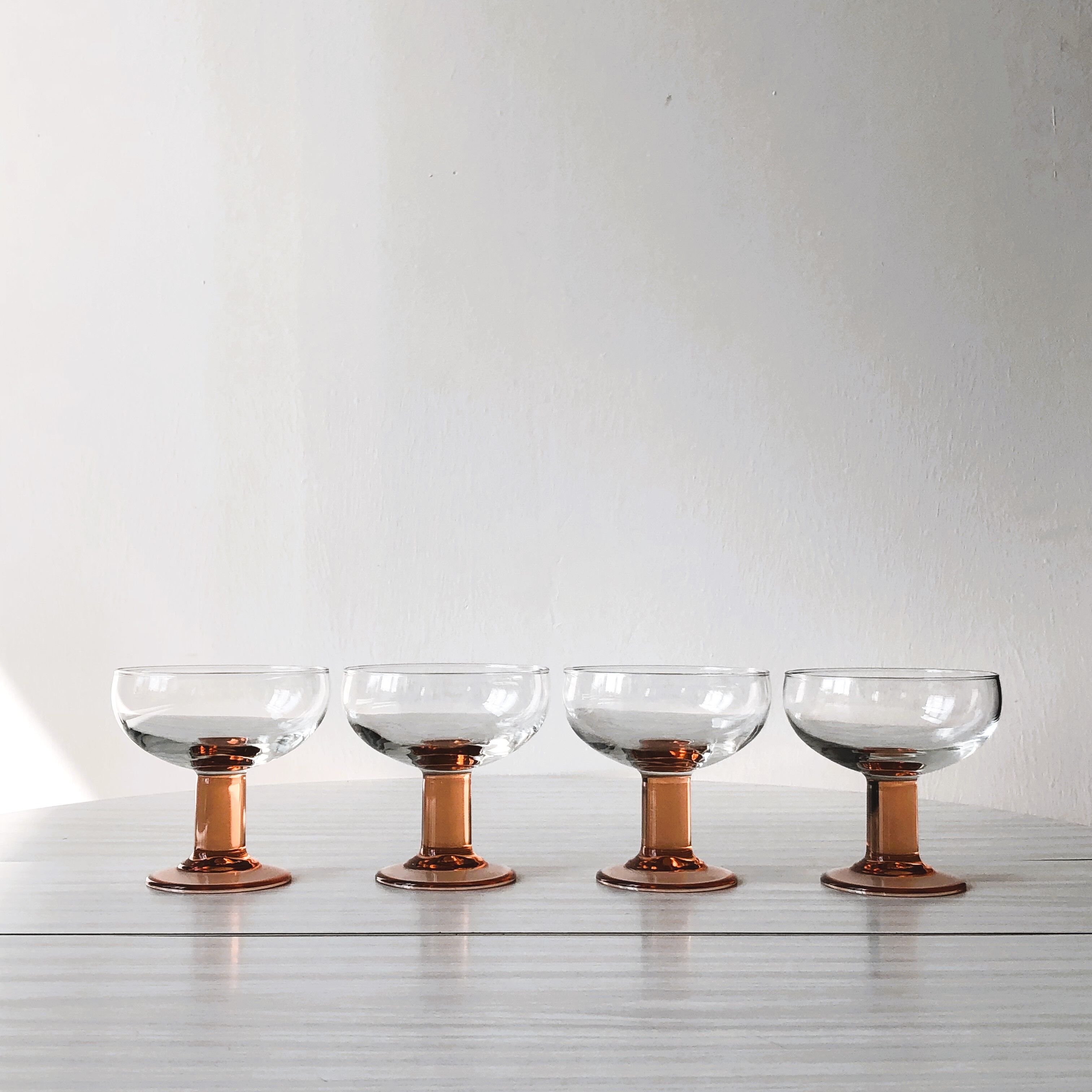 Glasses - round dessert cups feet pink columns