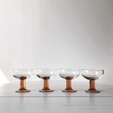 Glasses - round dessert cups feet pink columns