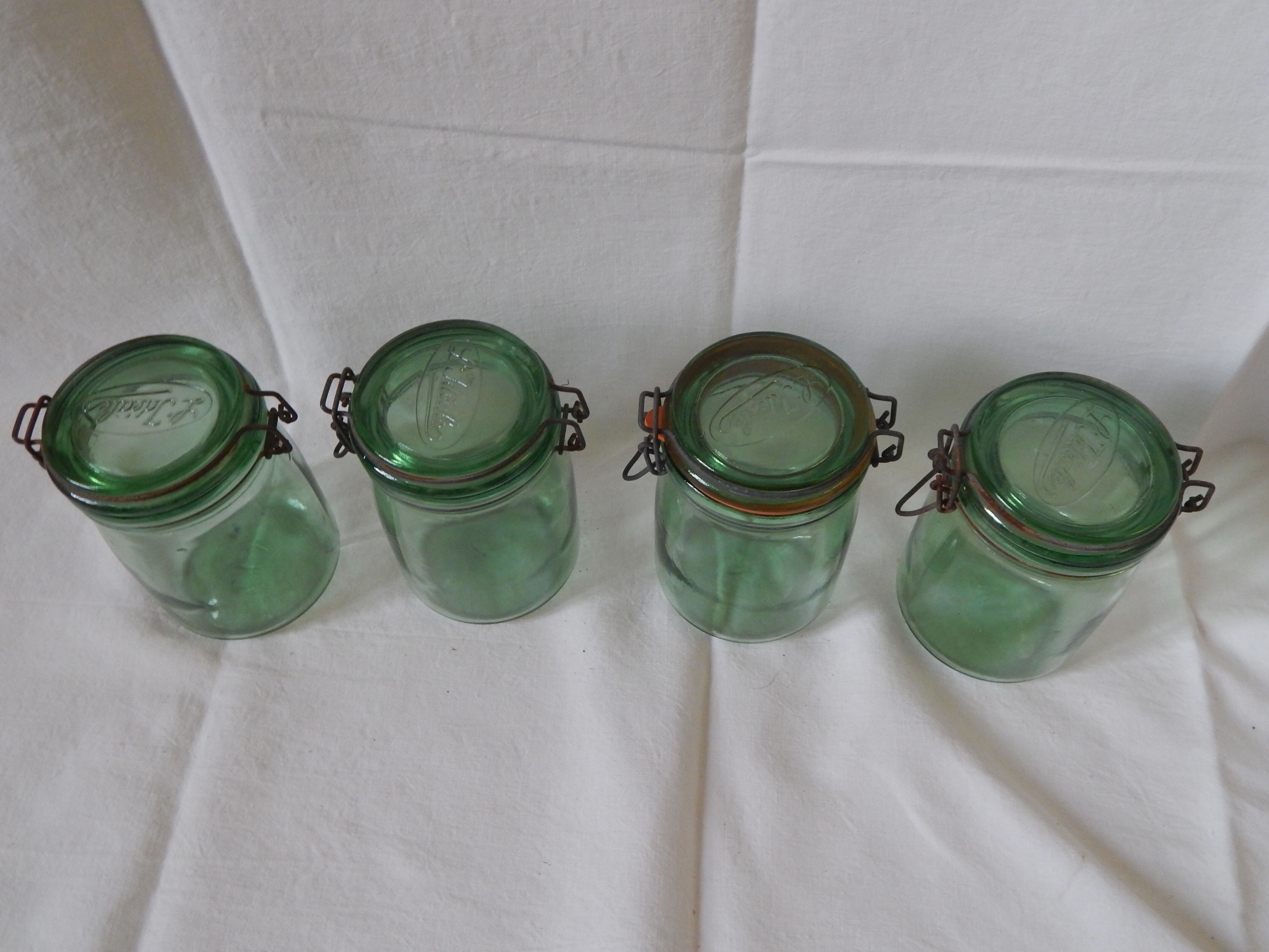 Series of 4 old jars the perfect 3/4 liter