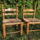 Duo of brutalist straw-covered oak chairs 1940-1950 # Charles Dudouyt