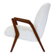 Italian mid-century lounge chair in cherry wood with white bouclé