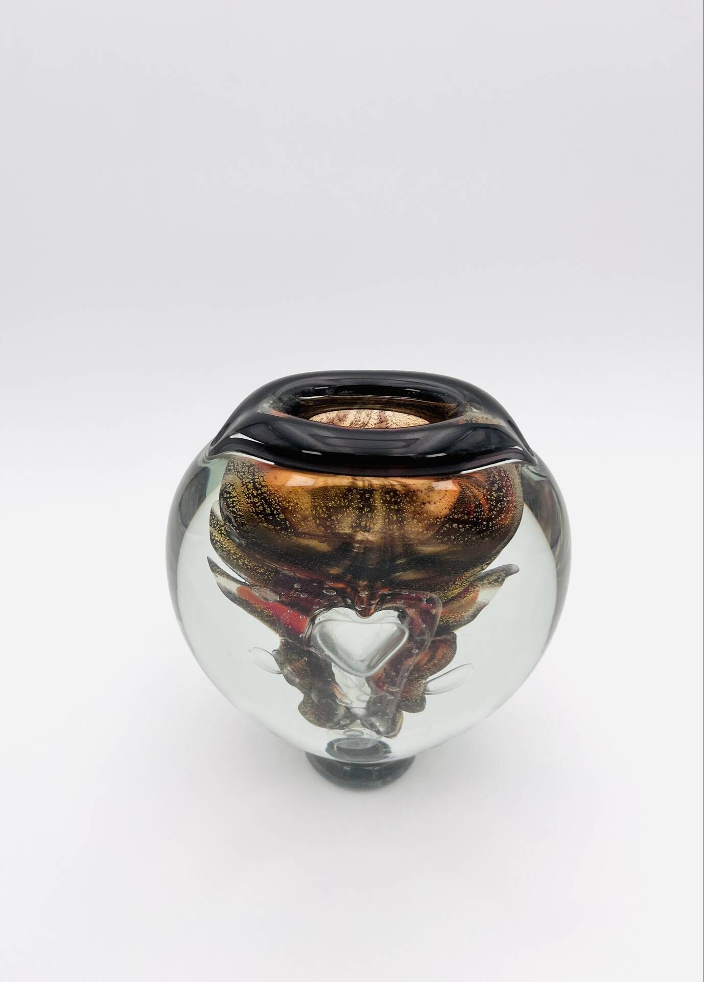 Sculptural Vase Robert Pierini Studio Glass 1994 Signed - Copper & Gold